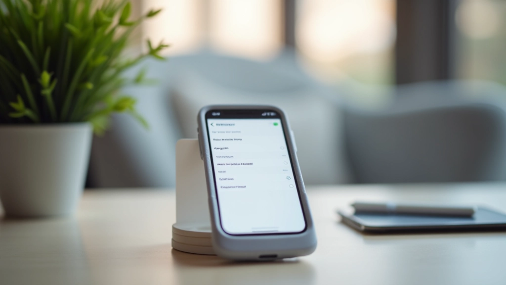 Smartphone met instellingenmenu open op het scherm, gesloten notificaties weergegeven