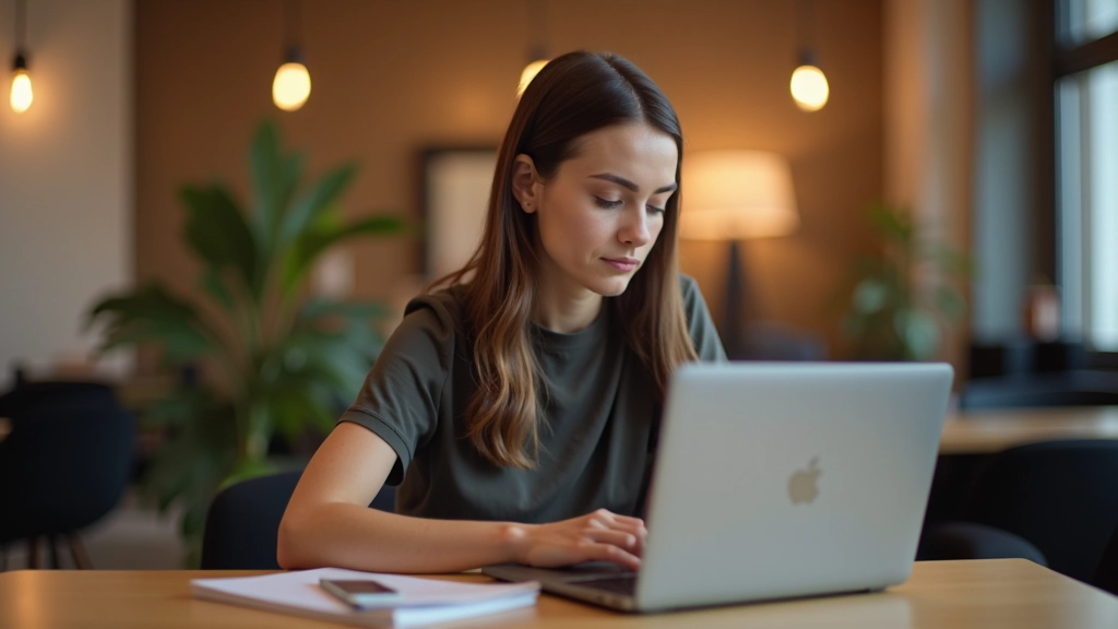 Vrouw aan bureau met gesloten laptop en uitgeschakelde smartphone, rustig werkend